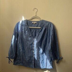 Blue/White Striped Button Down Blouse